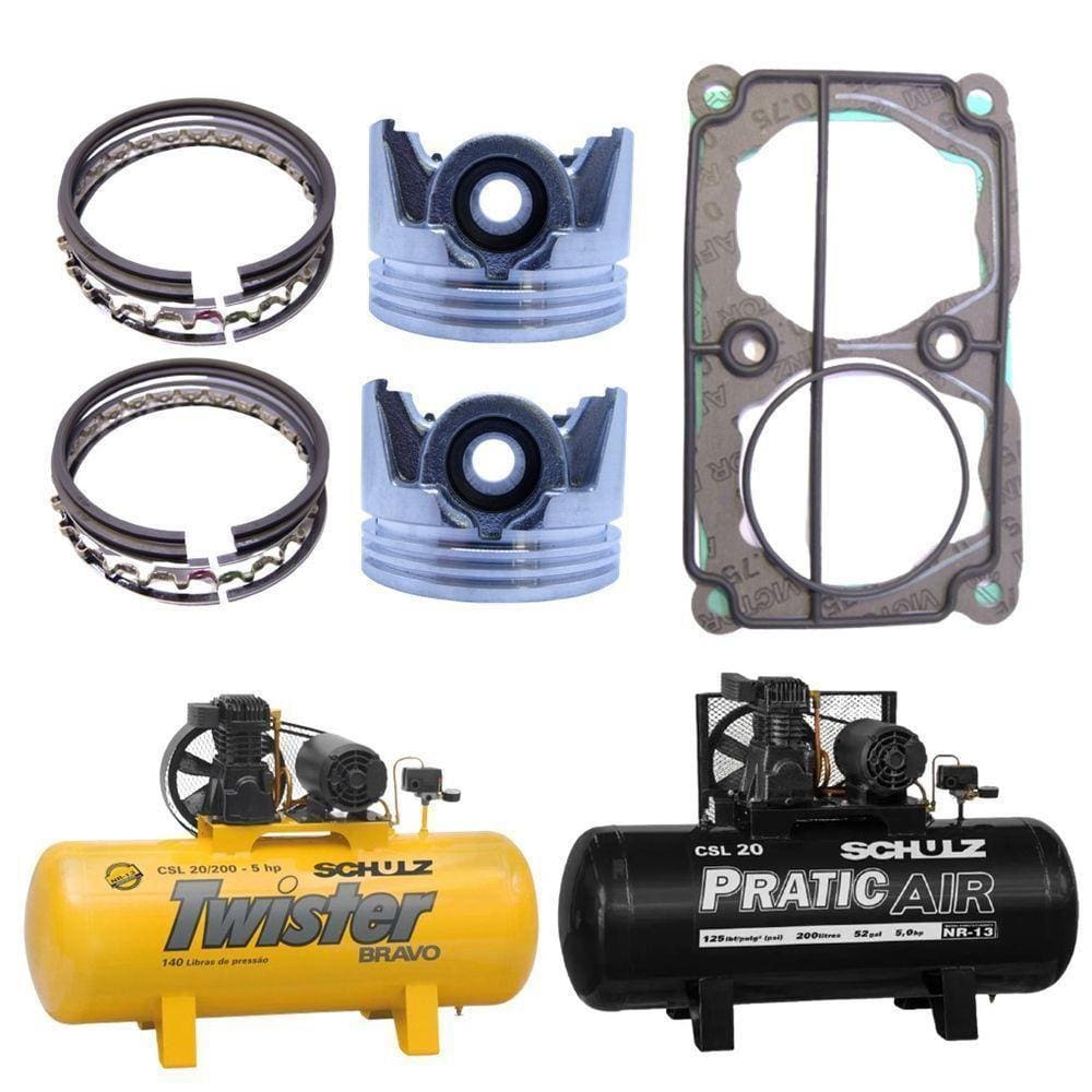 Junta Anel E Pistão Schulz Csl 20 Pratic Air Twister Csl 18 Bravo