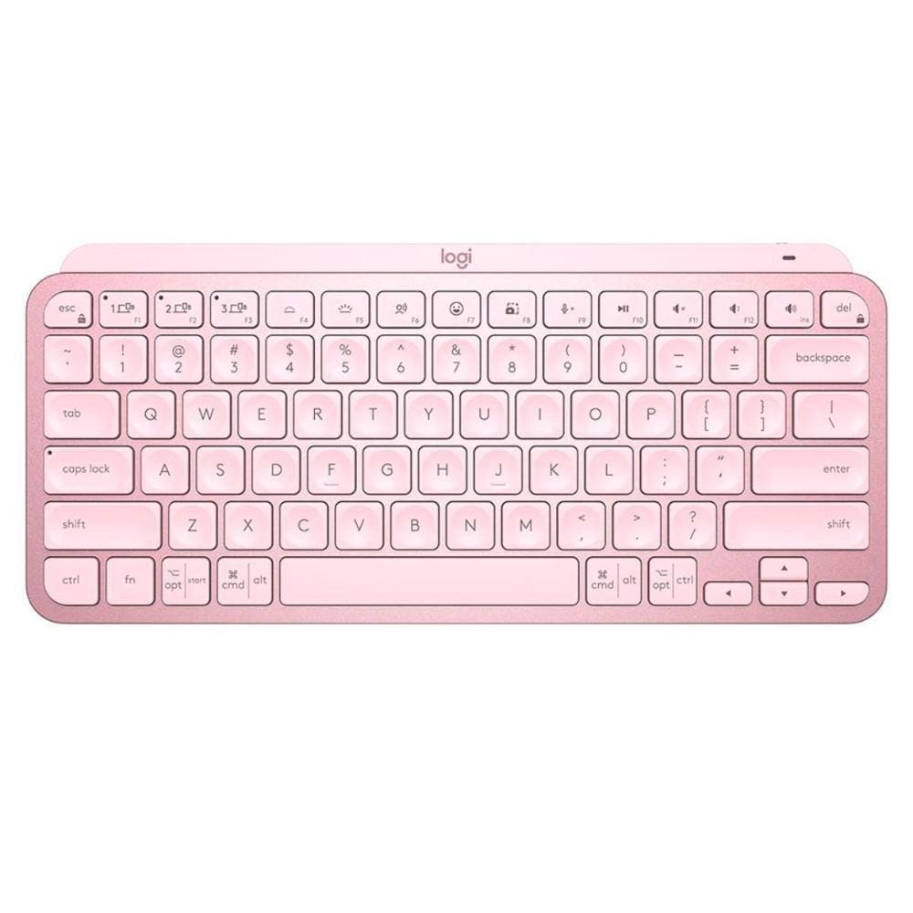 Teclado sem Fio Logitech MX Keys Mini - Padrão US - Rosa - Bluetooth - 920-010507