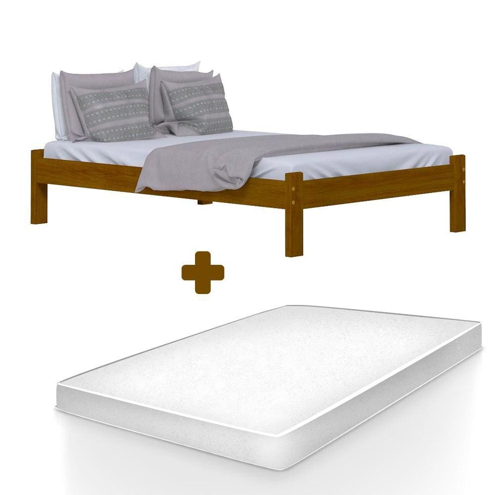 Cama Turca Casal Imbuia Madeira Nemargi Com Colchão Casal