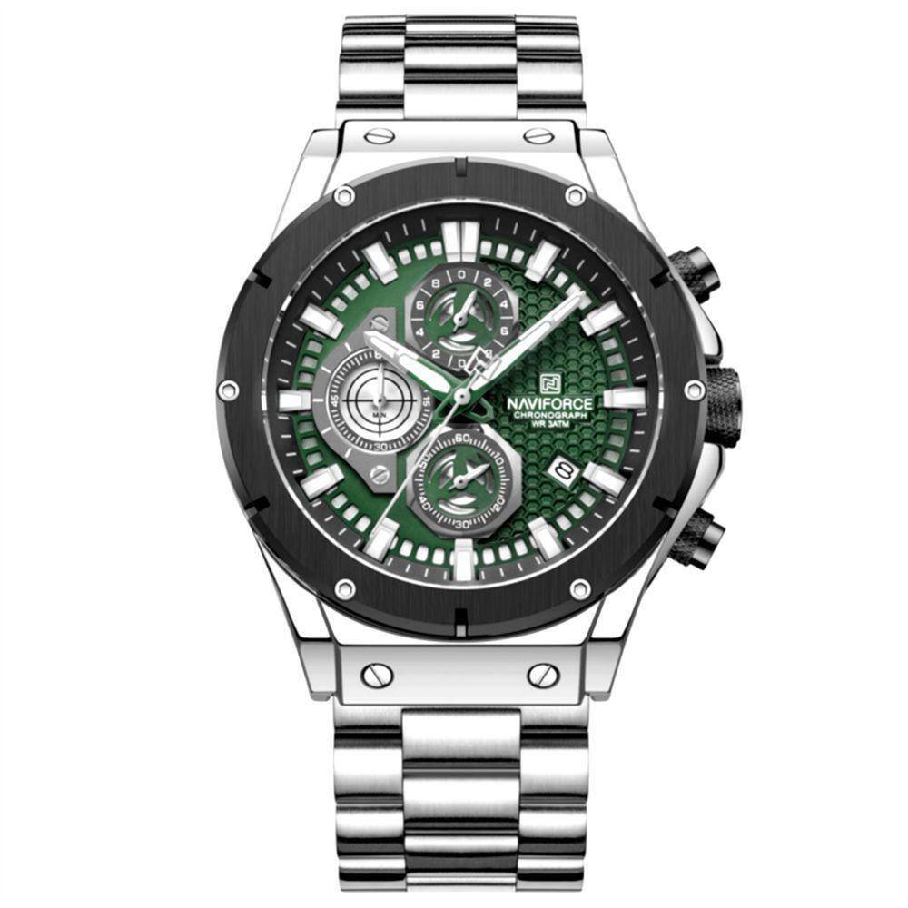 Relógio Masculino Quartzo Pulseira De Aço Inoxidável Casual Esportivo Verde