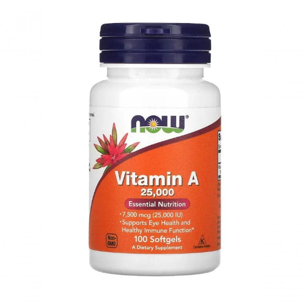 Vitamina A, 25.000 Ui, 100 Cápsulas, Now