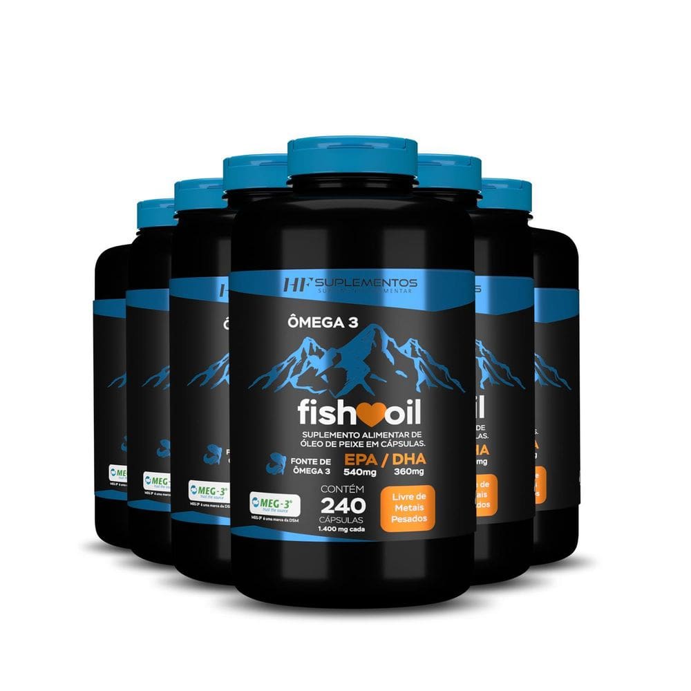 Kit 6X Omega 3 Fish Oil Meg 3 240 Cps Hf Suplementos