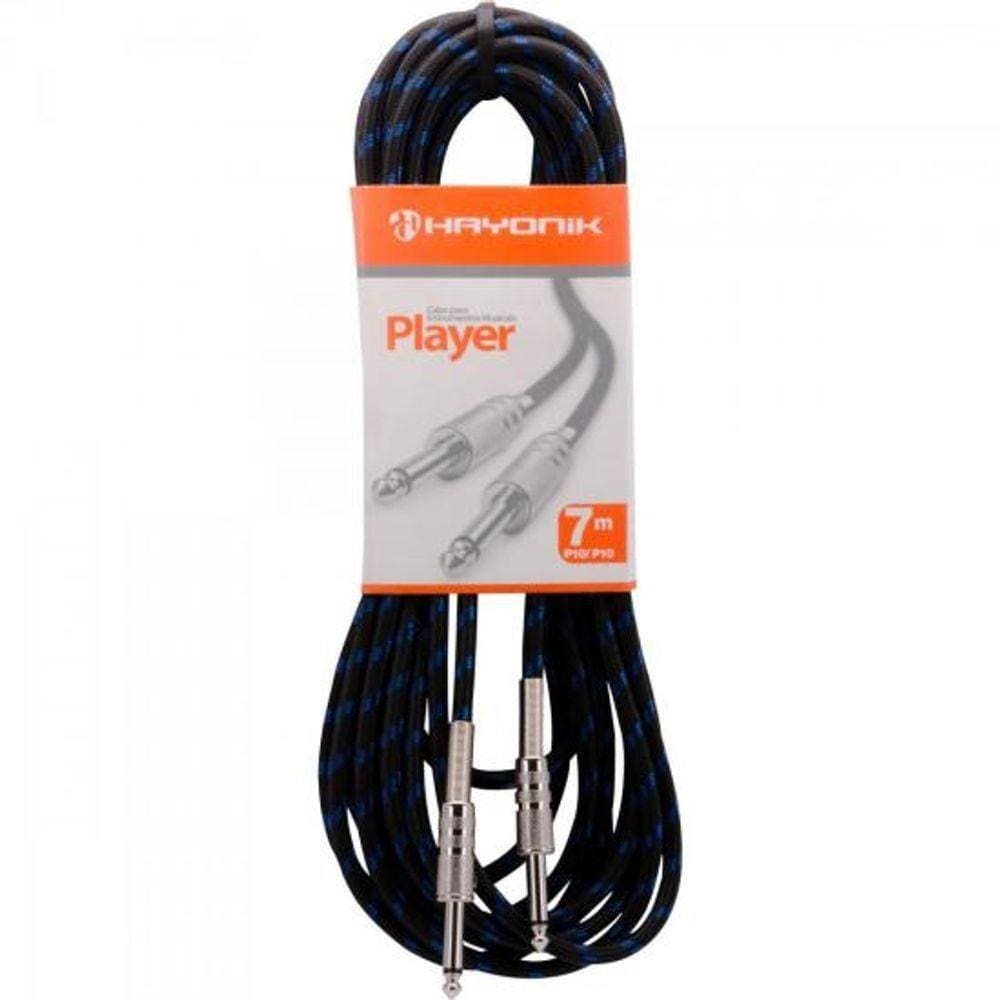 Cabo Para Instrumentos Hayonik Player P10 X P10 7m Textil Preto-azul
