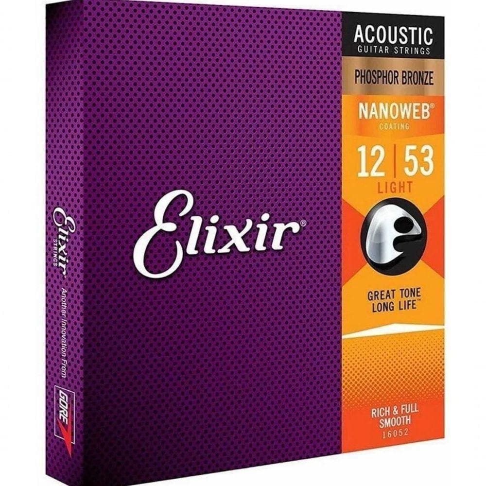 Corda .012 Light Phosphor Bronze Para Violão Aço Nanoweb Elixir