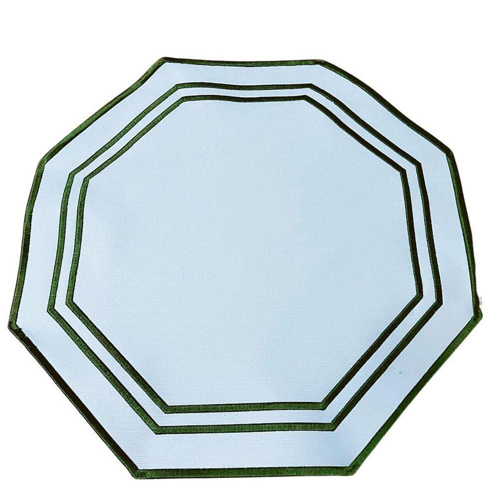 Jogo Americano Branco E Bordado Verde Amor Incondicional 1Un