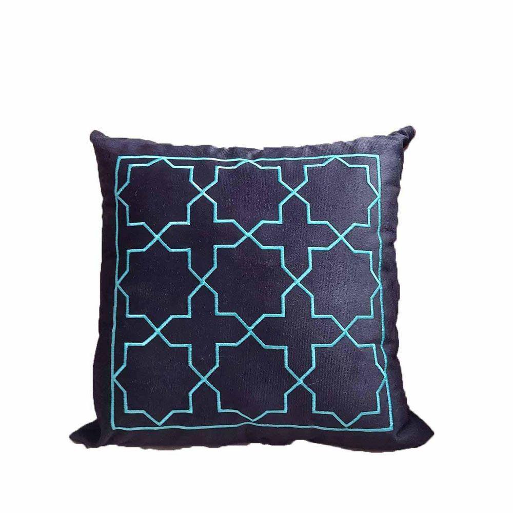 Capa De Almofada Bordada Suede Preto - Jade B