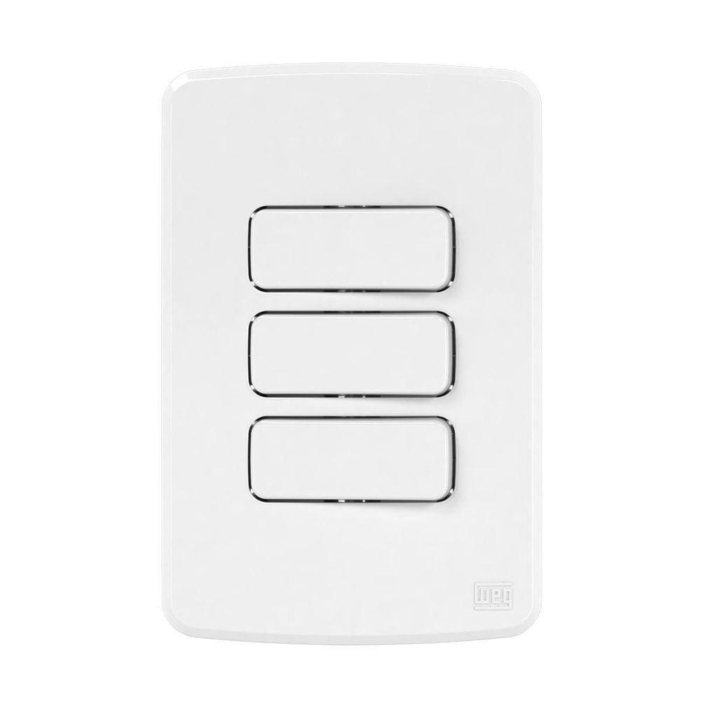 Conjunto 3 Interruptores Paralelos 10a 250v Placa 4x2 Branco Compose Weg Branco - 250v