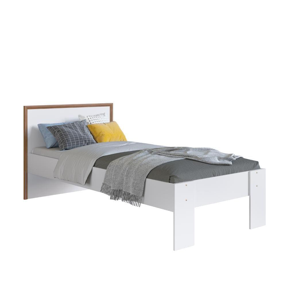 Cama Solteiro com Cabeceira Art In Móveis Los Angeles Branco