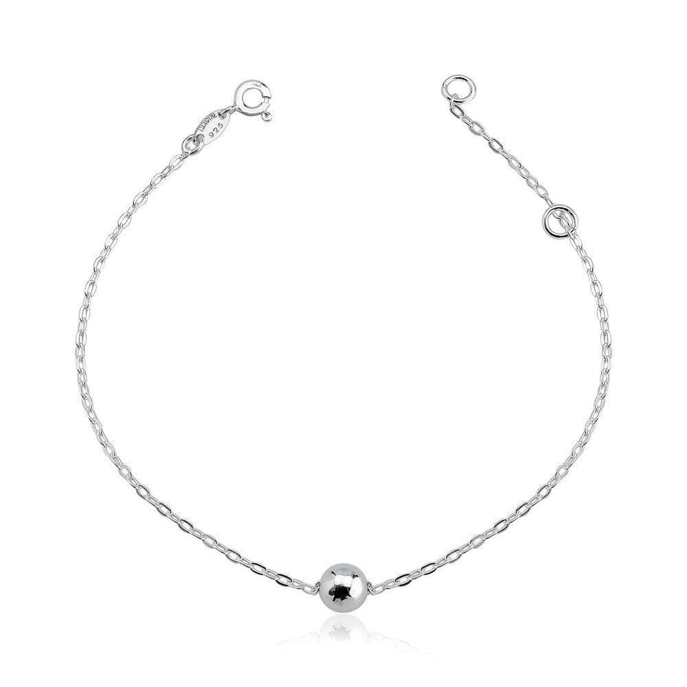 Tornozeleira Bola 6mm Prata 925 - 25cm