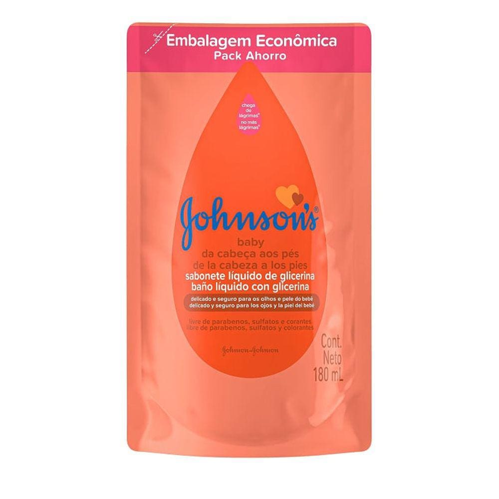 Sabonete Líquido Johnson`s Baby Refil Da Cabeça Aos Pés 180ml