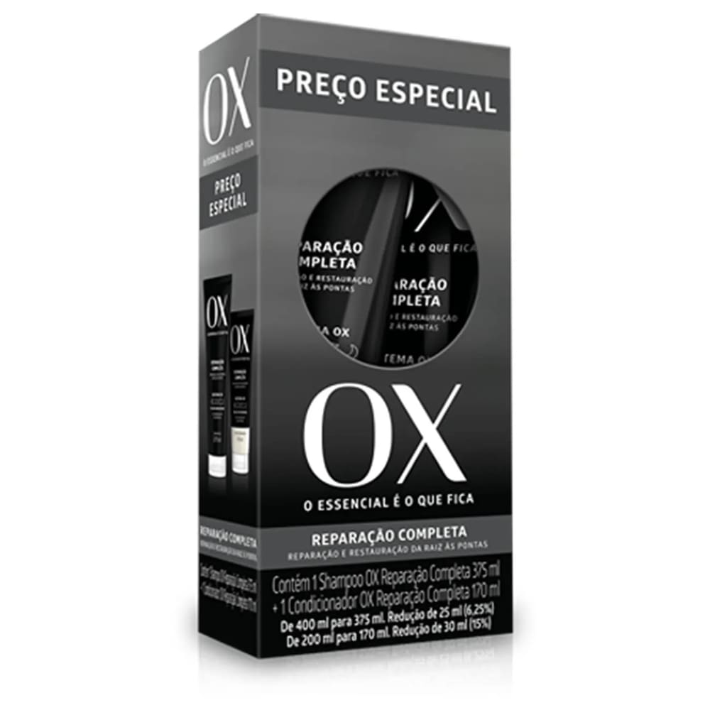 Kit Shampoo 375ml + Condicionador 170ml Ox Restauração