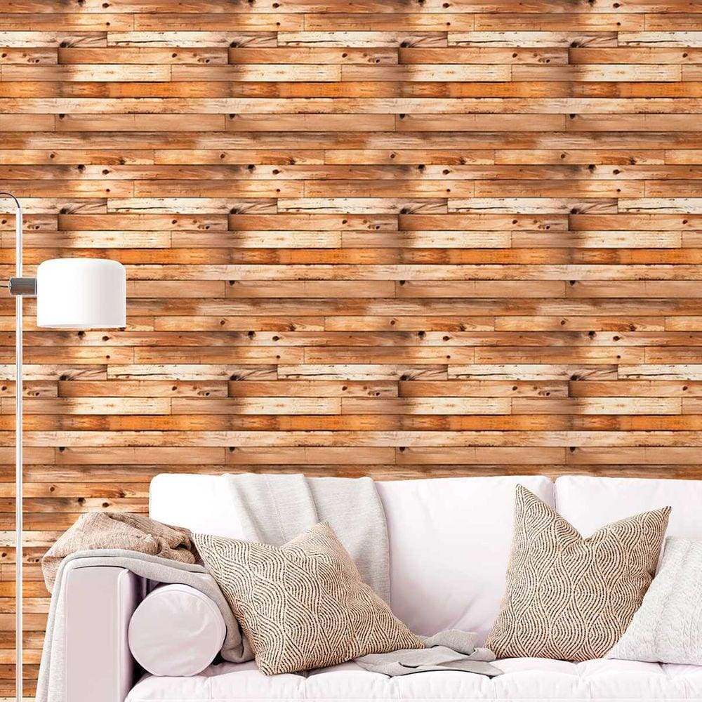 Papel de Parede Auto Colante Madeira tábua envelhecida rústica Vinil Decorativo Sala Banheiro 3m