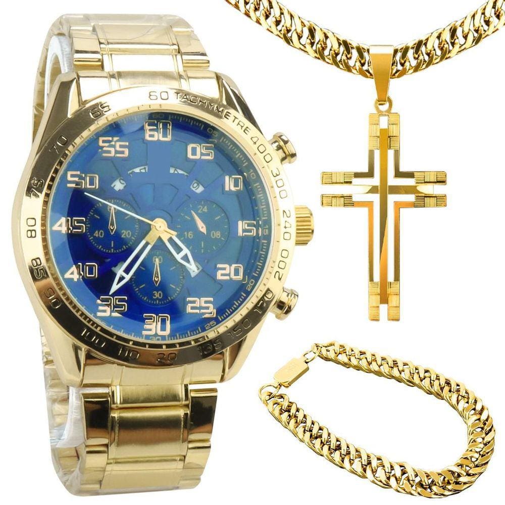 Relógio Masculino Dourado - À Prova d`Água - Aço Inox