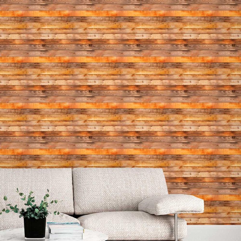 Papel de Parede Auto Adesivo efeito Madeira tábua envelhecida Decorada Lavavel Quarto Sala 12m
