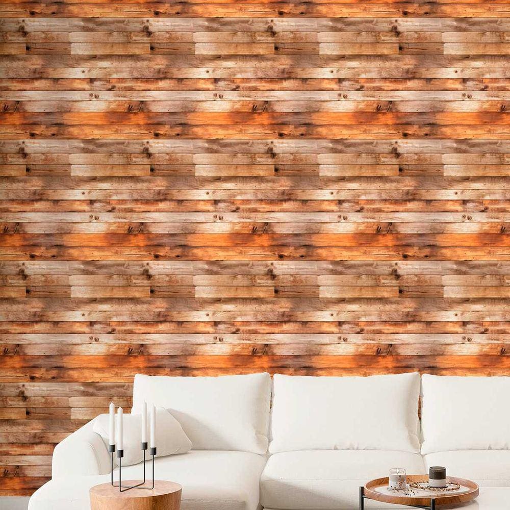Papel de Parede Auto Adesivo Madeira demolição clara Decorativa Vinil Quarto Sala Cozinha 12m