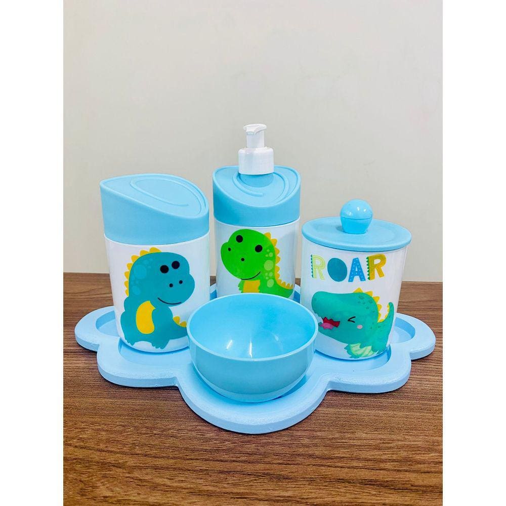 Kit Higiene Dino Baby c/bandeja nuvem azul