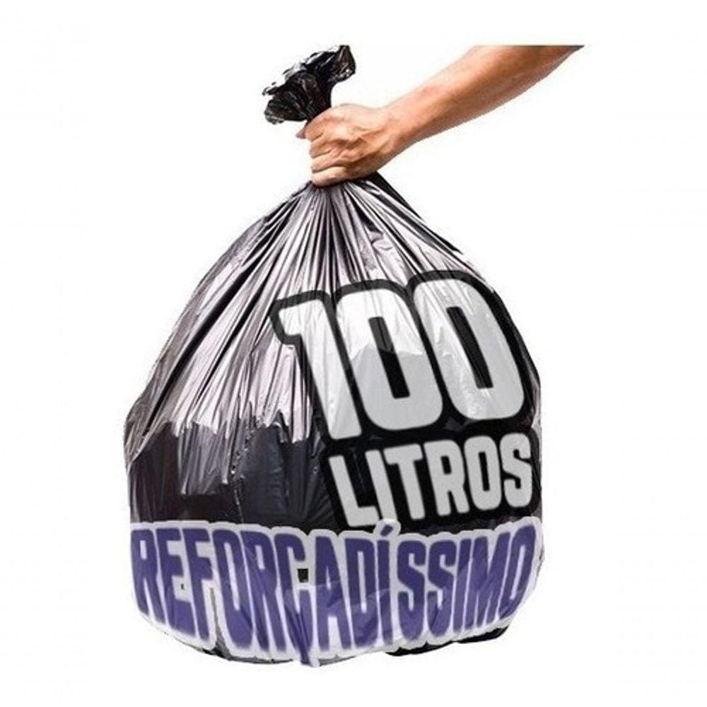 Saco De Lixo 100 Litros 100 Un Preto Reforçadíssimo