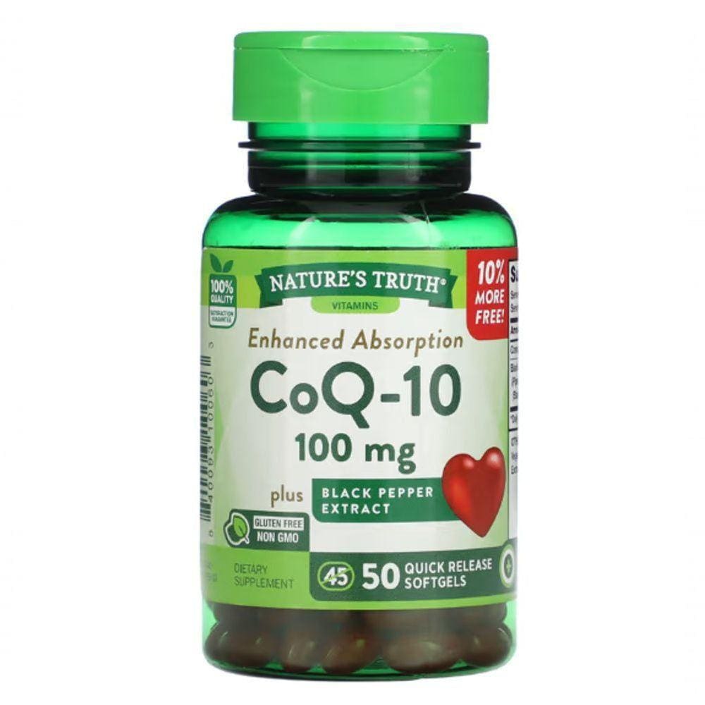 Coenzima Coq-10, Absorção Rápida, 100mg, 50 Cápsulas, Nature\\`s Truth