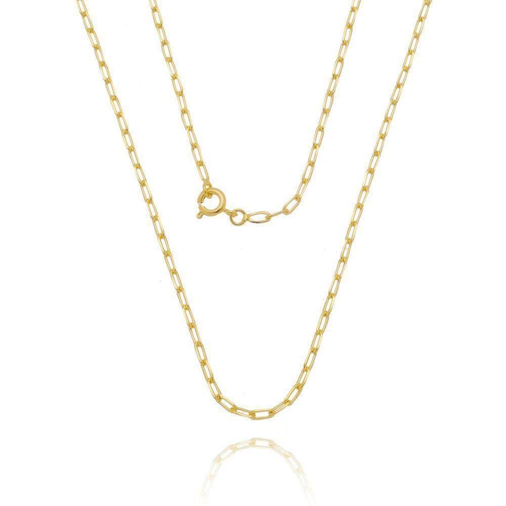 Colar Corrente Elo Cadeado Banhado A Ouro 18k - 45cm