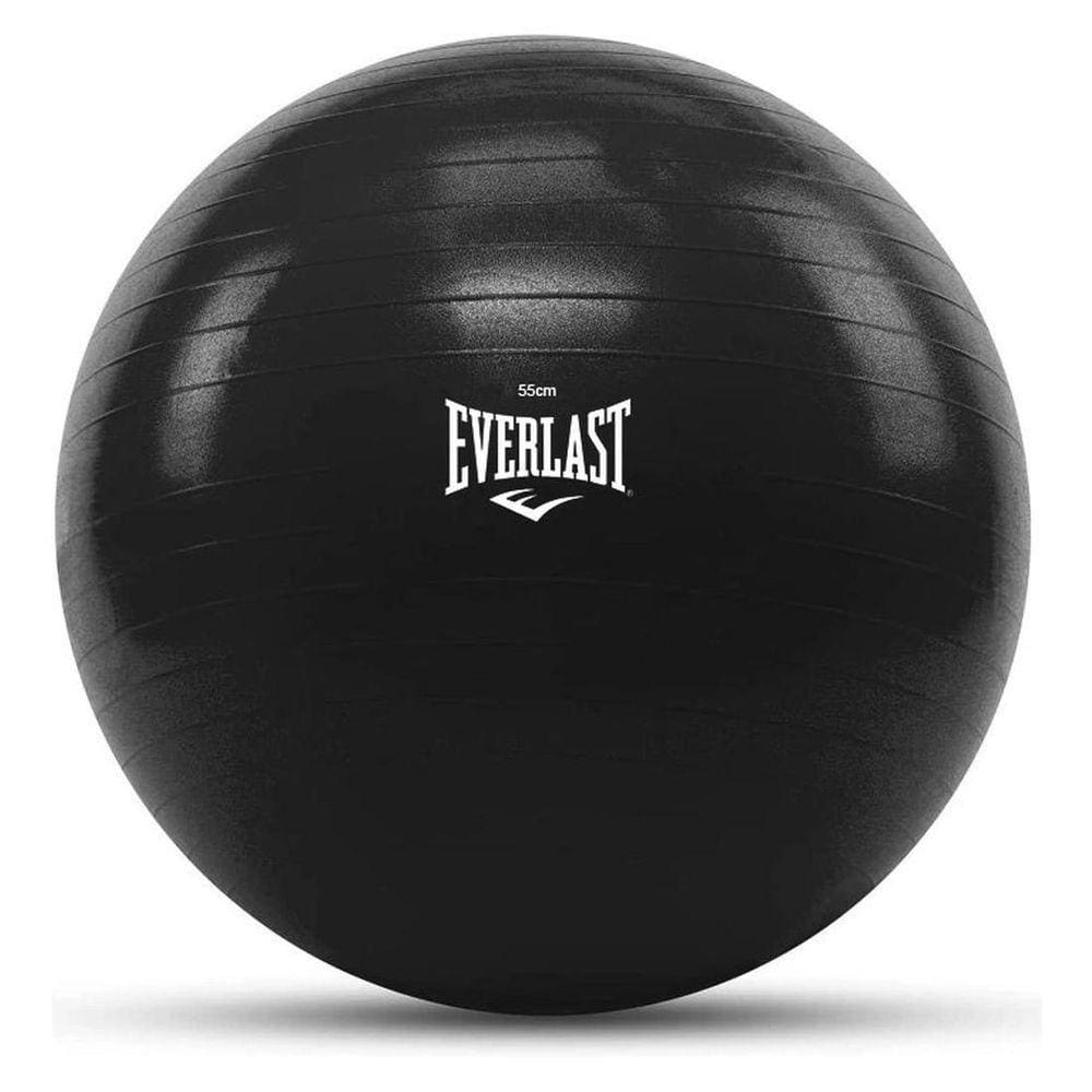 Bola De Pilates 55cm Anti Estouro Com Bomba Everlast Cor Preto