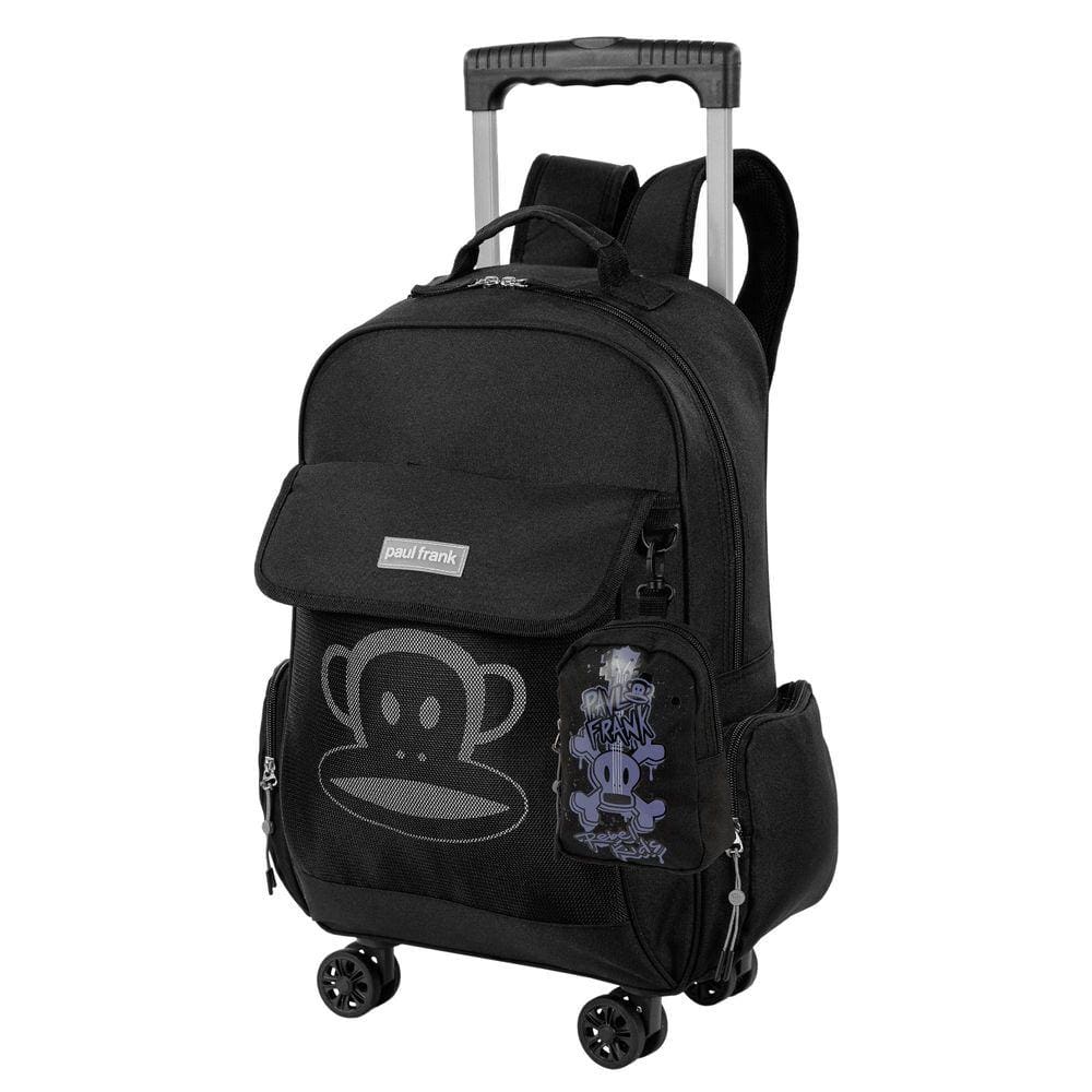 Mochila Carrinho Paul Frank - Preto, Alças Reguláveis