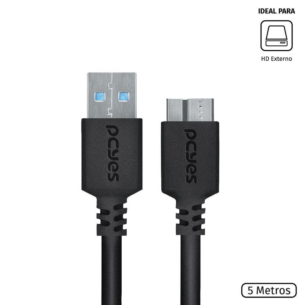 Cabo Para Hd Externo Usb A 3.0 Macho Para Micro Usb B 3.0 (10 Pinos) Macho 28awg 5m - Puamcm3-5