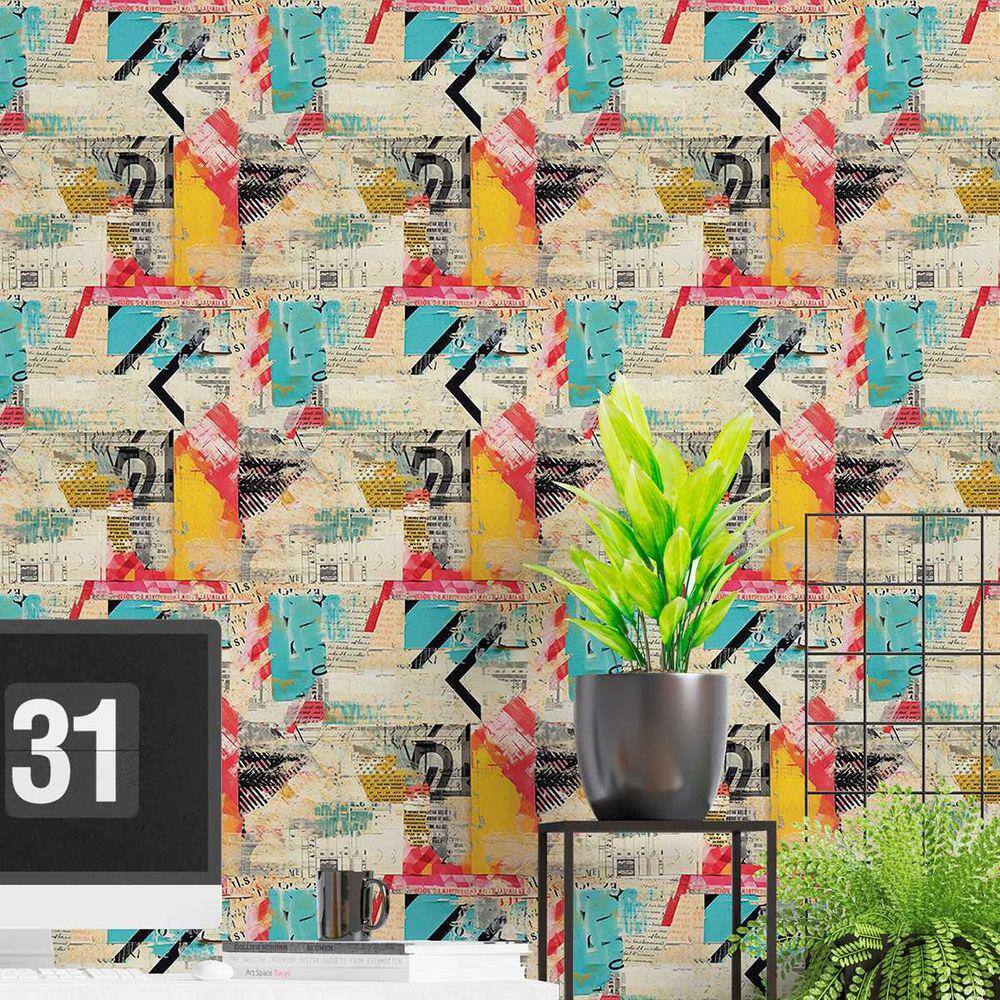 Papel de Parede Auto Colante Lambe lambe Colagem azul rústico lavável Decorativo Quarto Sala 9m