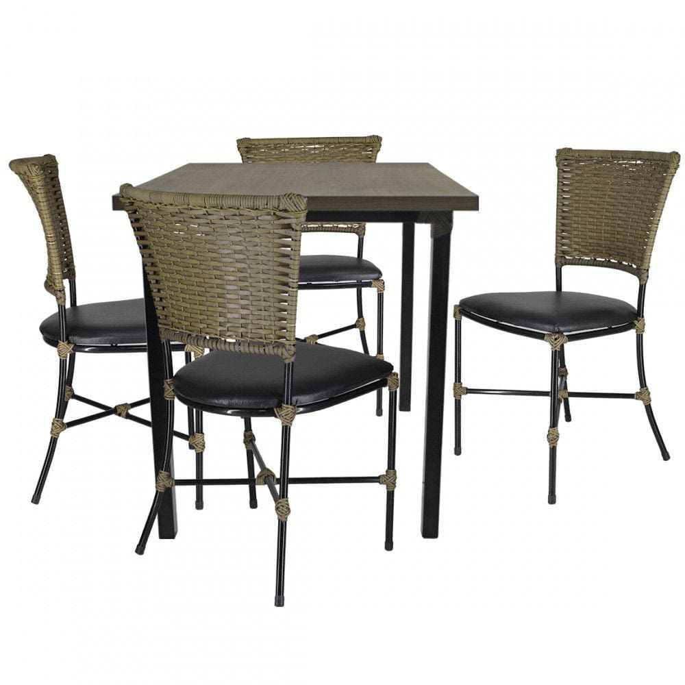 Conjunto de Mesa e 4 Cadeiras Gramado para Área Externa e Interna