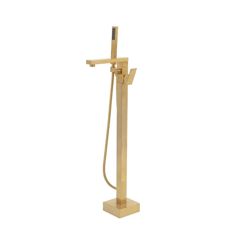 Misturador Monocomando De Piso Para Banheira Santa Maria Pingoo.casa - Dourado Escovado