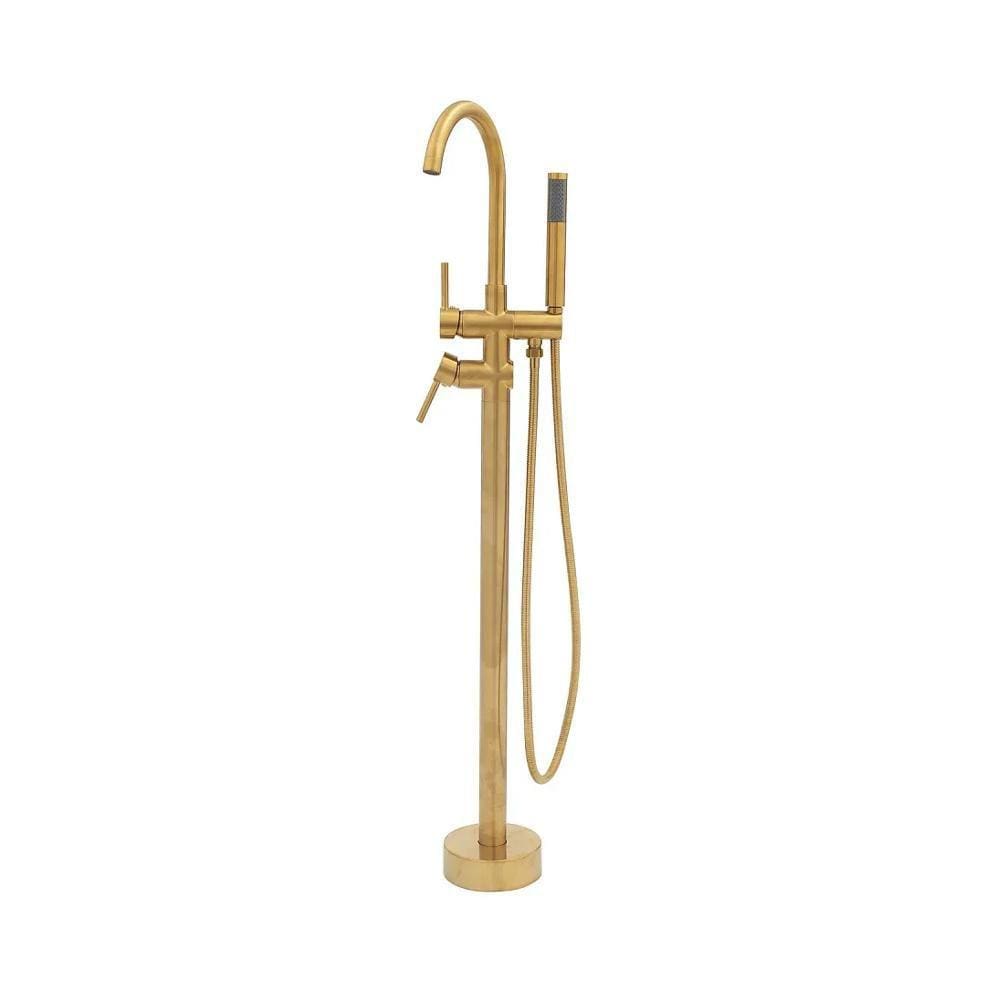 Misturador Monocomando De Piso Para Banheira Uraim Pingoo.casa - Dourado Escovado