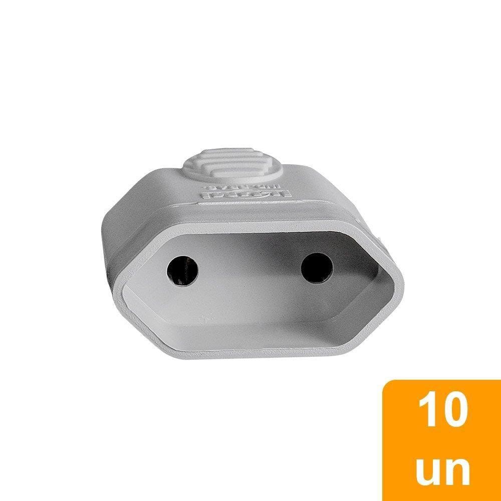 Pino Plug Fêmea Ilumi 2P 10A Cinza Embalagem com 10 Unidades