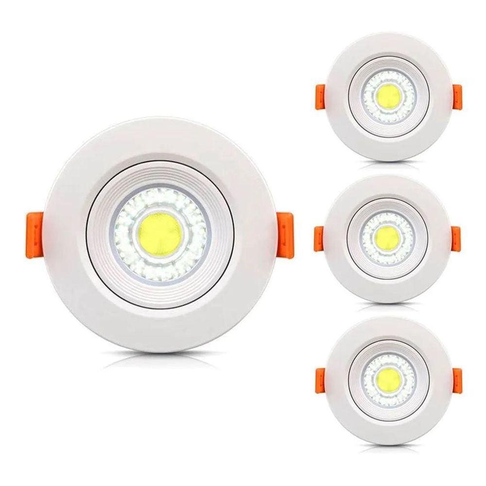 Kit 5 Spot Led 5W Embutir Redonda Direcionável Branco Quente