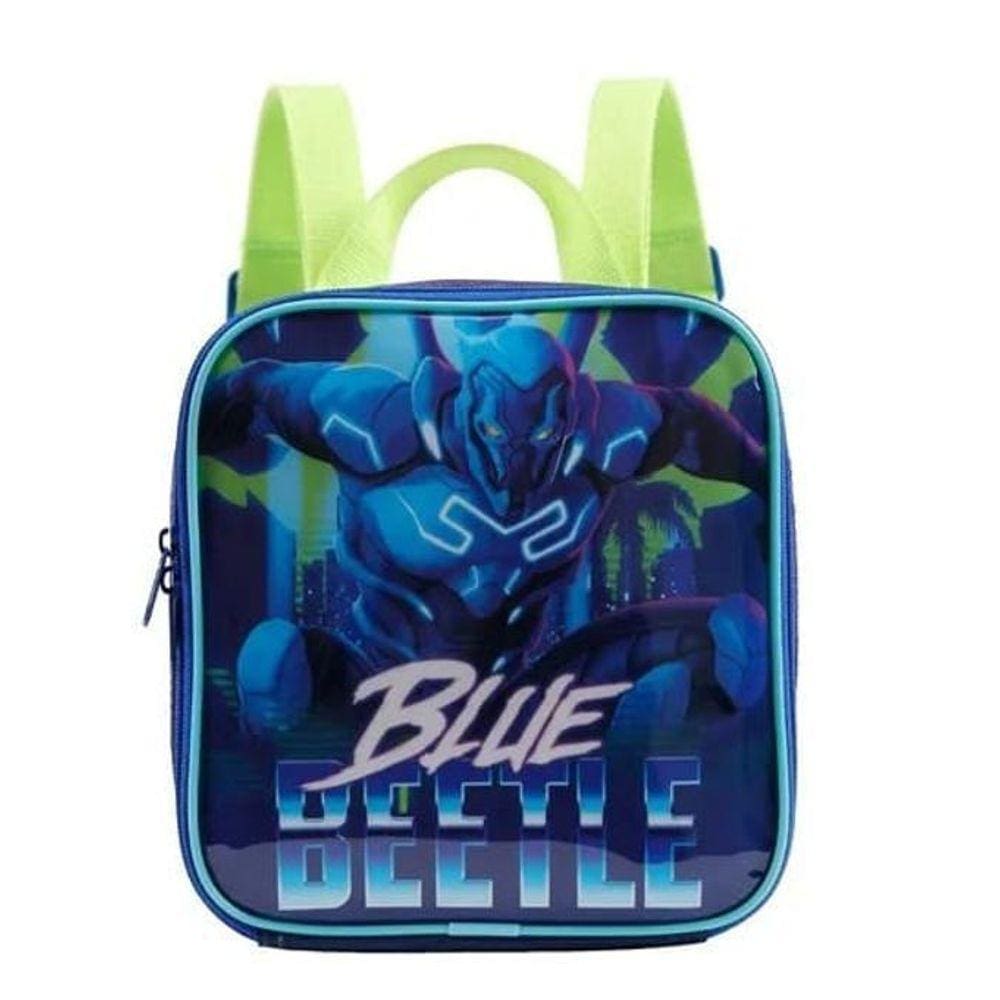 Lancheira Infantil Blue Beetle Xeryus Besouro Azul 11944 - Poliéster PVC Alça 19x21x10cm