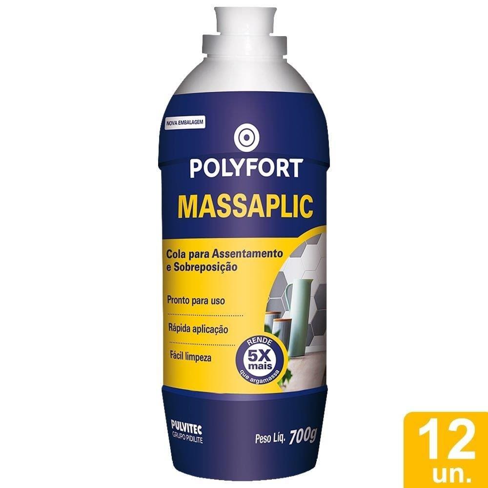 Cola Azulejo Pulvitec Massaplic 700g - Embalagem com 12 Unidades