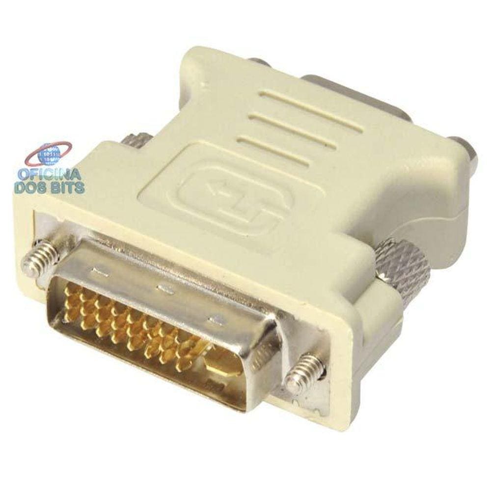 Adaptador Conversor DVI-I para VGA - Dual Link - 24+5 Pinos (DVI-I M X VGA F)