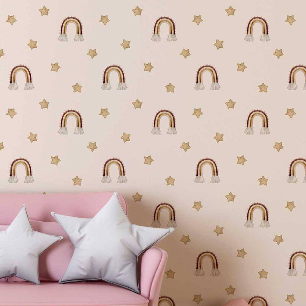 Papel de Parede Auto Colante Aquarela Clara Estrelas decorativas Vinil Quarto sala Lavavel 18m