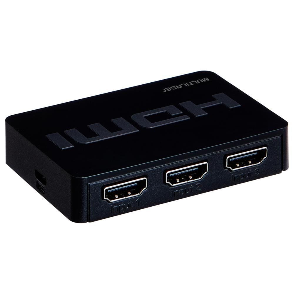 Switch HDMI com 3 Entradas - com Controle Remoto - Multilaser WI290