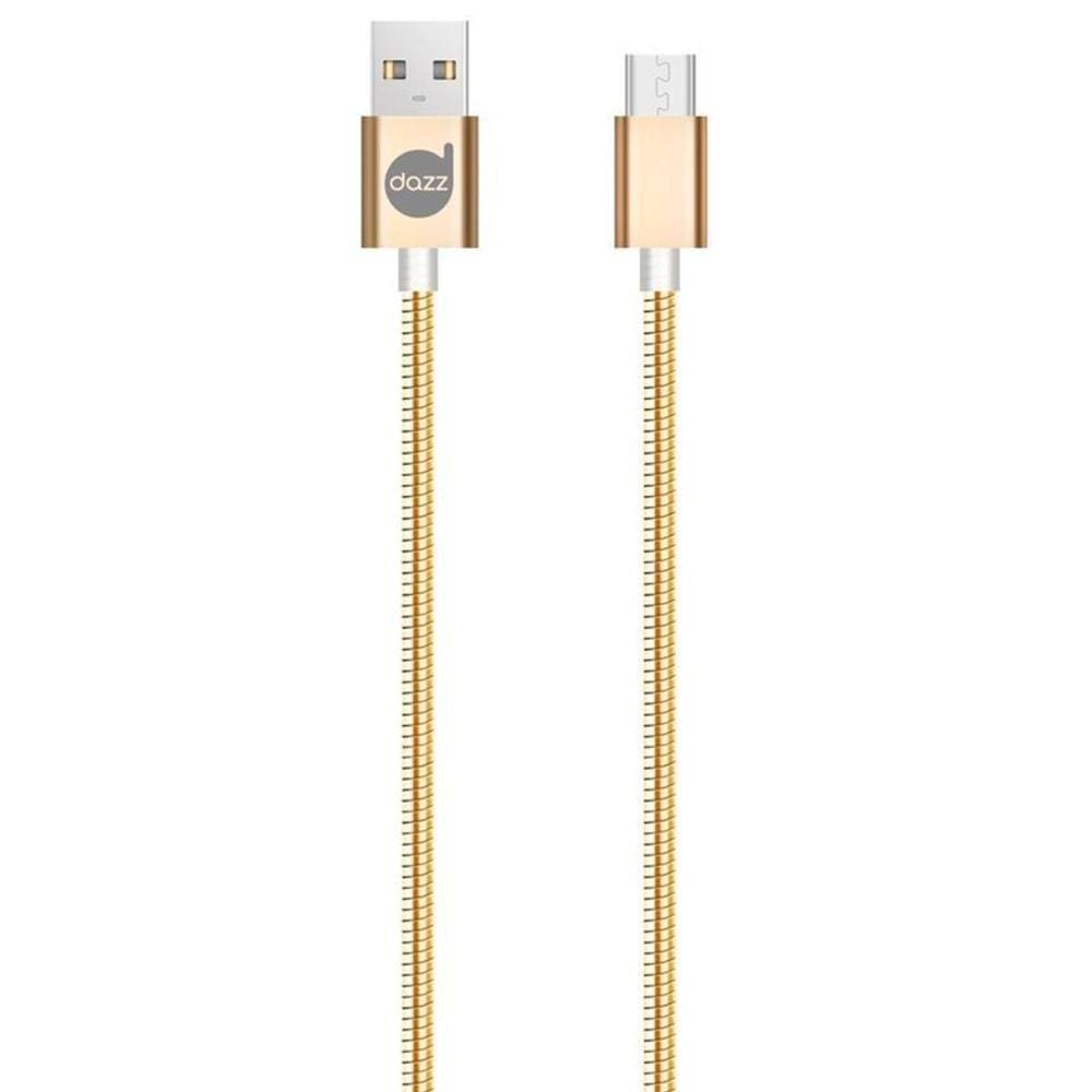 Cabo Micro USB para USB - 90cm - Dourado - Metal Entrelaçado - Dazz 6013671