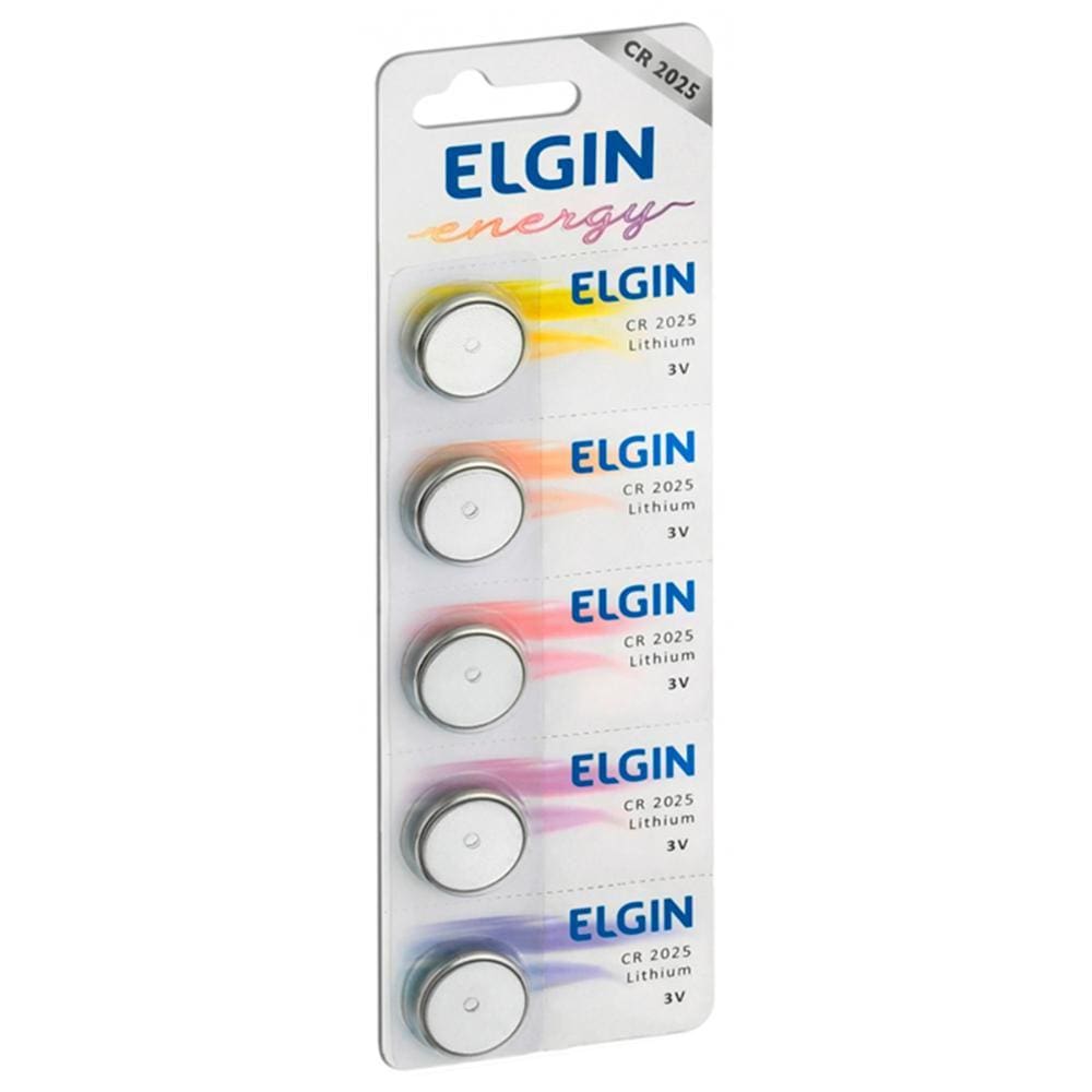 Bateria de Lítio CR2025 Elgin 82192 - Cartela com 5 unidades