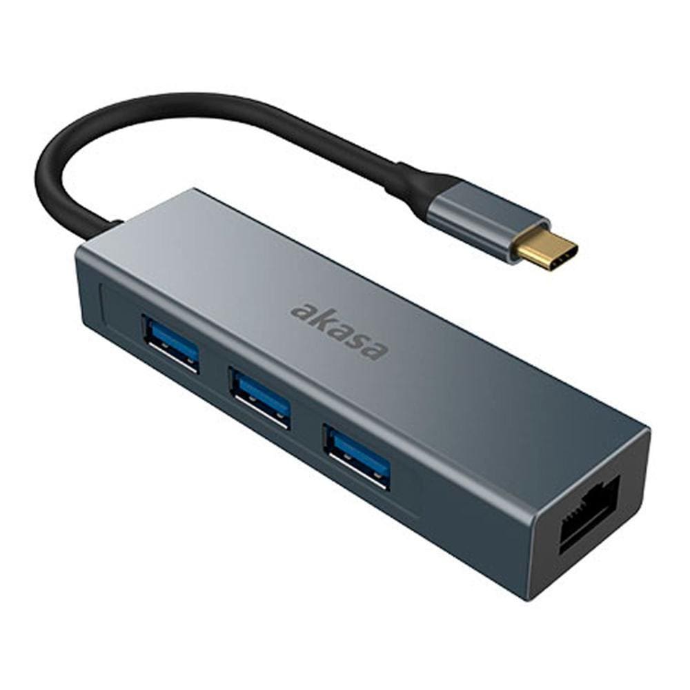 HUB USB-C - 3 Portas USB 3.1 - 1 Porta RJ45 - Akasa AK-CBCA20-18BK