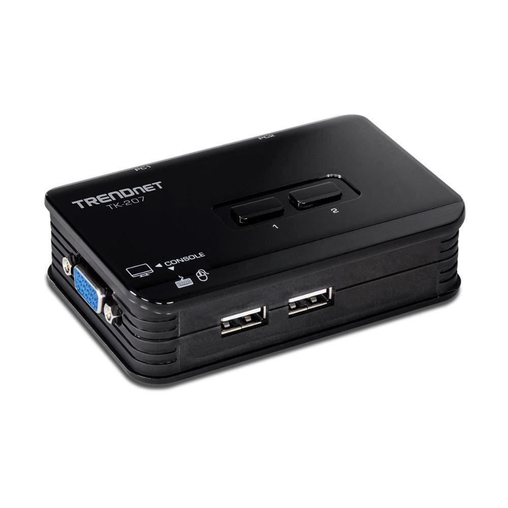 Chaveador KVM TrendNet TK-207K - 2 computadores em 1 monitor, teclado e mouse - USB - com Cabos KVM