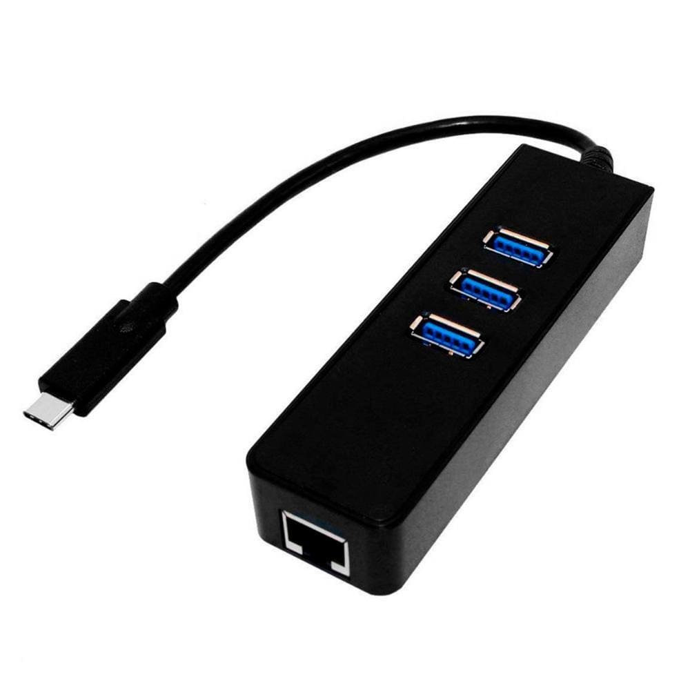 Adaptador Conversor USB-C para RJ45 - HUB 3 Portas USB 3.0 - JC-TYC-R03