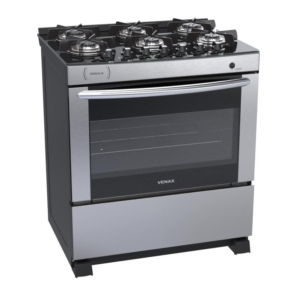 Fogao a Gas 6 Bocas Venax Delplus Vitreo BL Inox