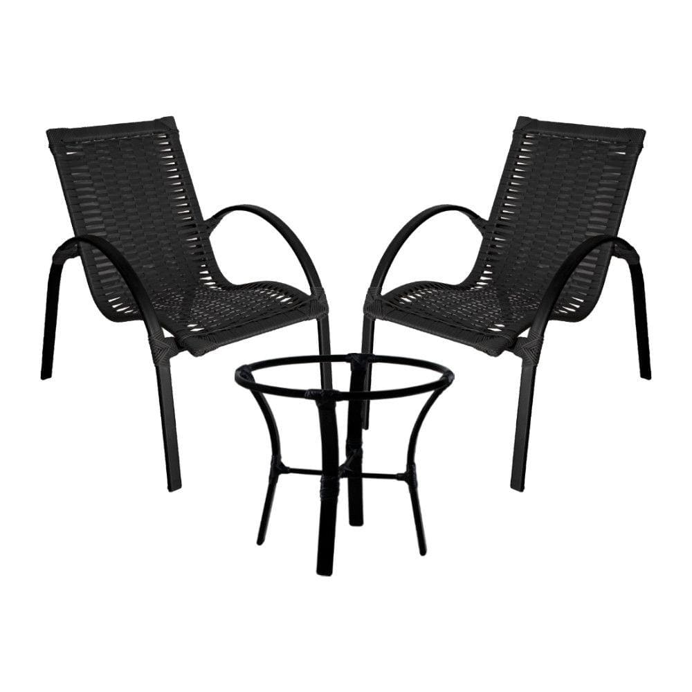 Conjunto de Mesa de Centro e 2 Cadeiras Garden para Área Externa