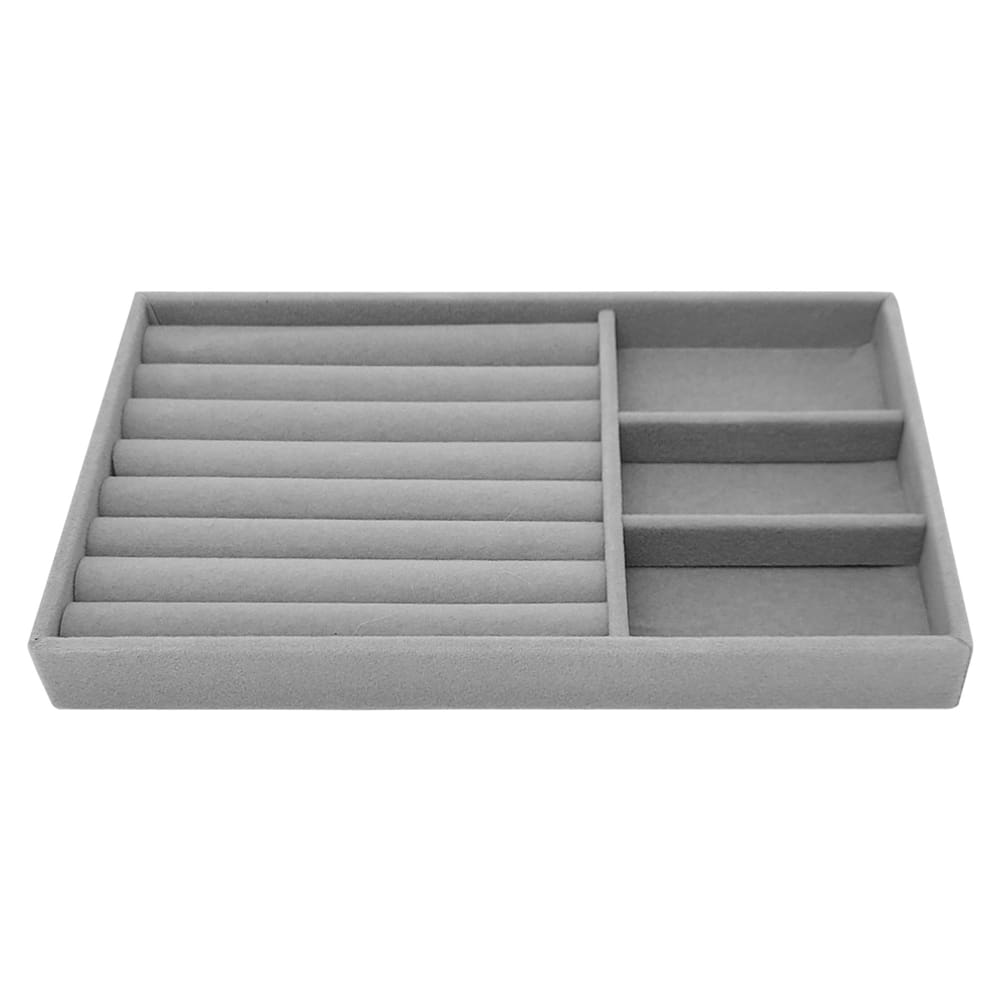 Porta Joias Organizador De Gaveta Closet Veludo Cinza