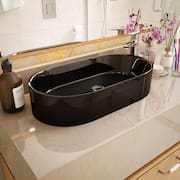 Cuba Pia De Apoio Para Banheiro Diamante em Mármore Sintético Acabamento Preto Brilhante