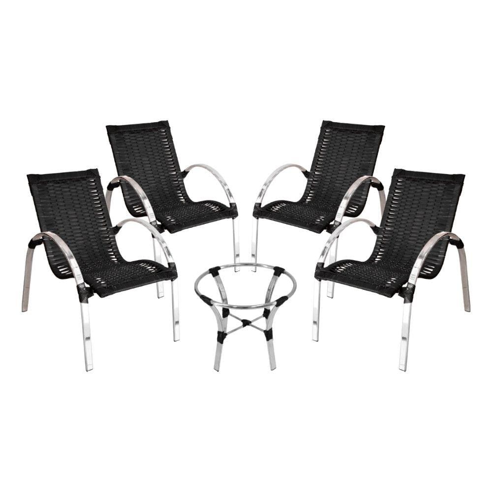 Conjunto de Mesa de Centro e 4 Cadeiras Garden para Área Externa