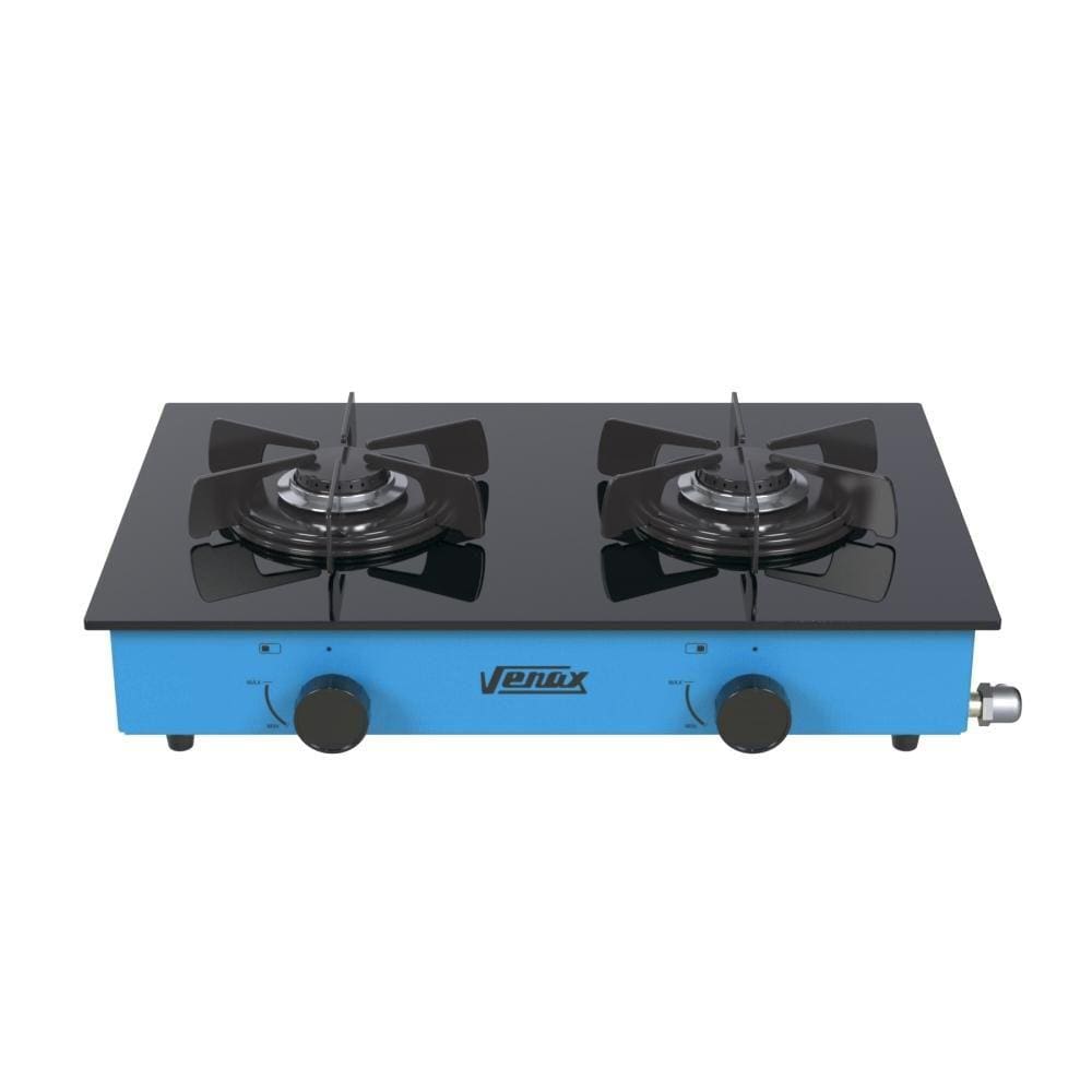 Fogao a Gas Portatil 2 Bocas Venax Flamalar Vitreo Azul