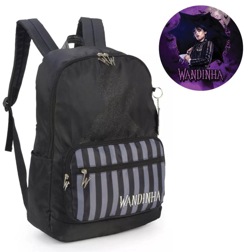 Mochila De Costa Escolar Wandinha Addams Luxcel Cor Preto