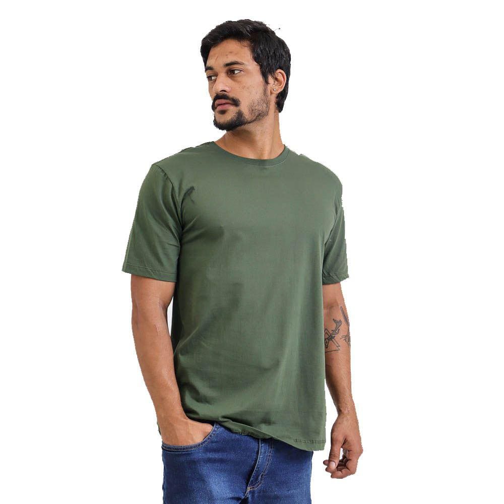 Camiseta Camisa Masculina Lisa Algodão Com Fio 30.1 Penteado Basica Gola Redonda Manga Curta